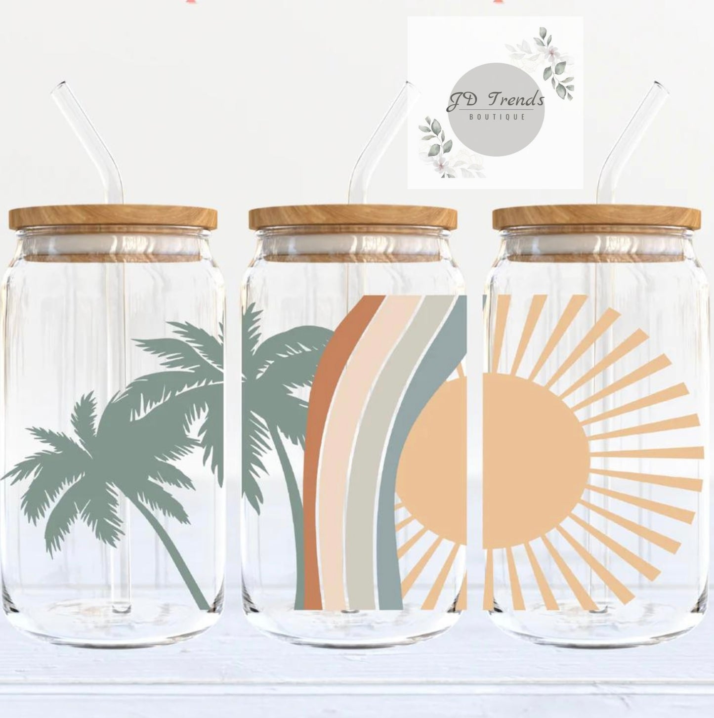 Beachy Vibes Beer Can Glass